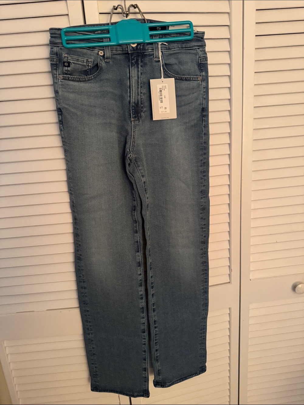 NWT (RET $215) Ag Adriano Goldschmied Saige Hi Rise Straight Jeans in Light Blue